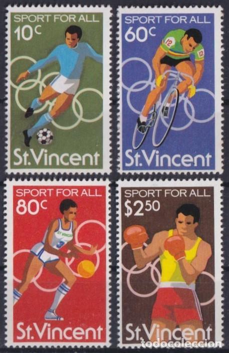 Briefmarken: F-EX57612 ST VINCENT MNH 1980 BASKET CYCLING ATHLETISM SOCCER HURRICANE RELIEF.