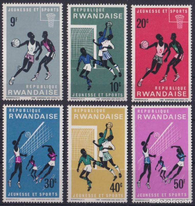 Briefmarken: F-EX57016 RWANDA MLH 1966 BASKETBALL VOLLEYBALL SOCCER SPORT.