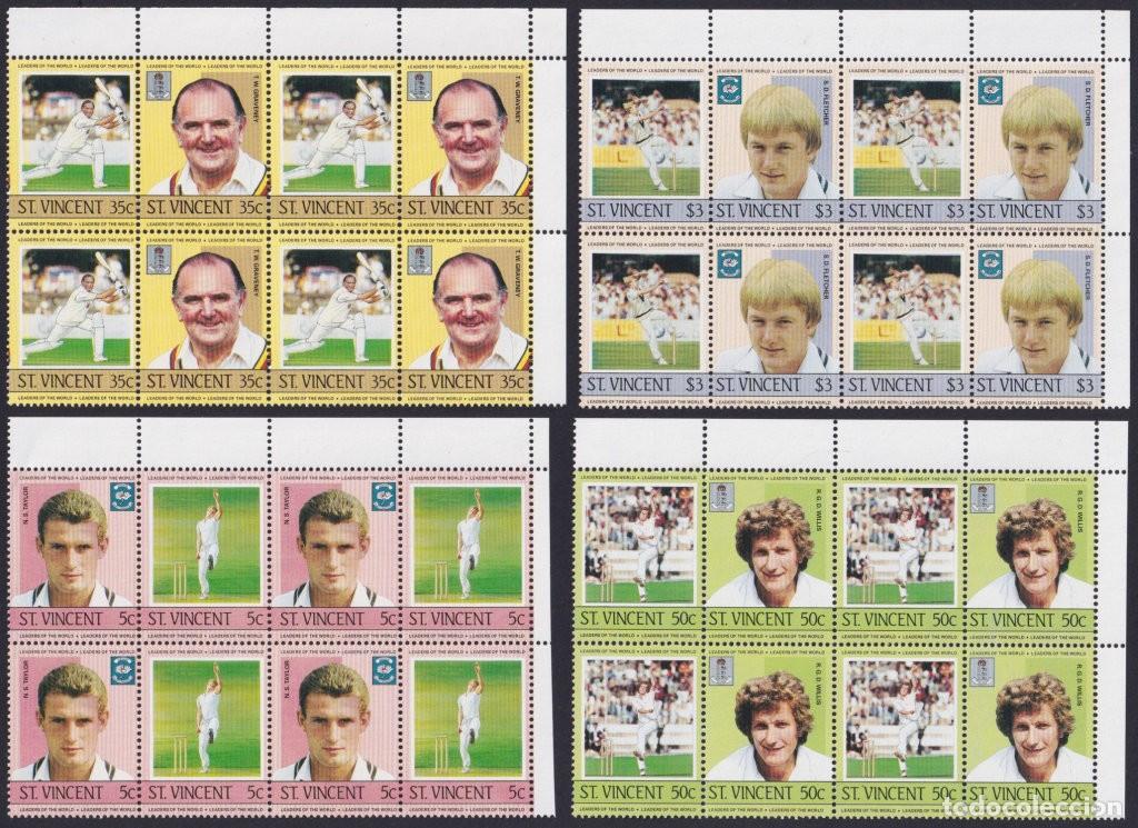 Briefmarken: F-EX57109 ST VINCENT MNH 1985 CRICKET CRICKETERS GAMERS BLOCK 4.