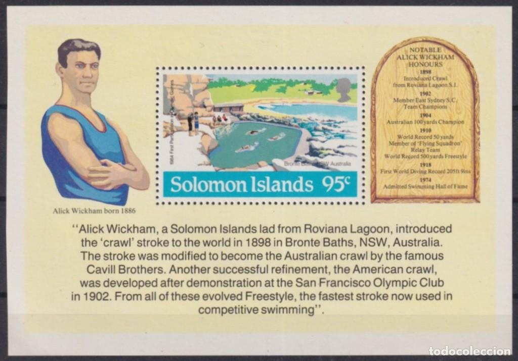 Briefmarken: F-EX56336 SOLOMON MNH 1985 ALICK WICKHAM SHEET FIRST OLYMPIC GAMES PARTICIPATION.