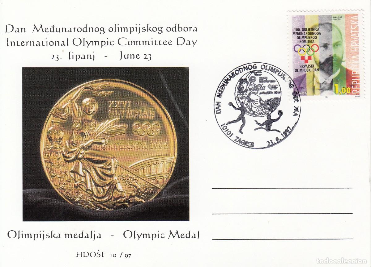 Briefmarken: CROACIA - 1996 - CENTENARIO DEL COI - COMIT&Eacute; OL&Iacute;MPICO INTERNACIONAL MATASELLOS EN TARJETA