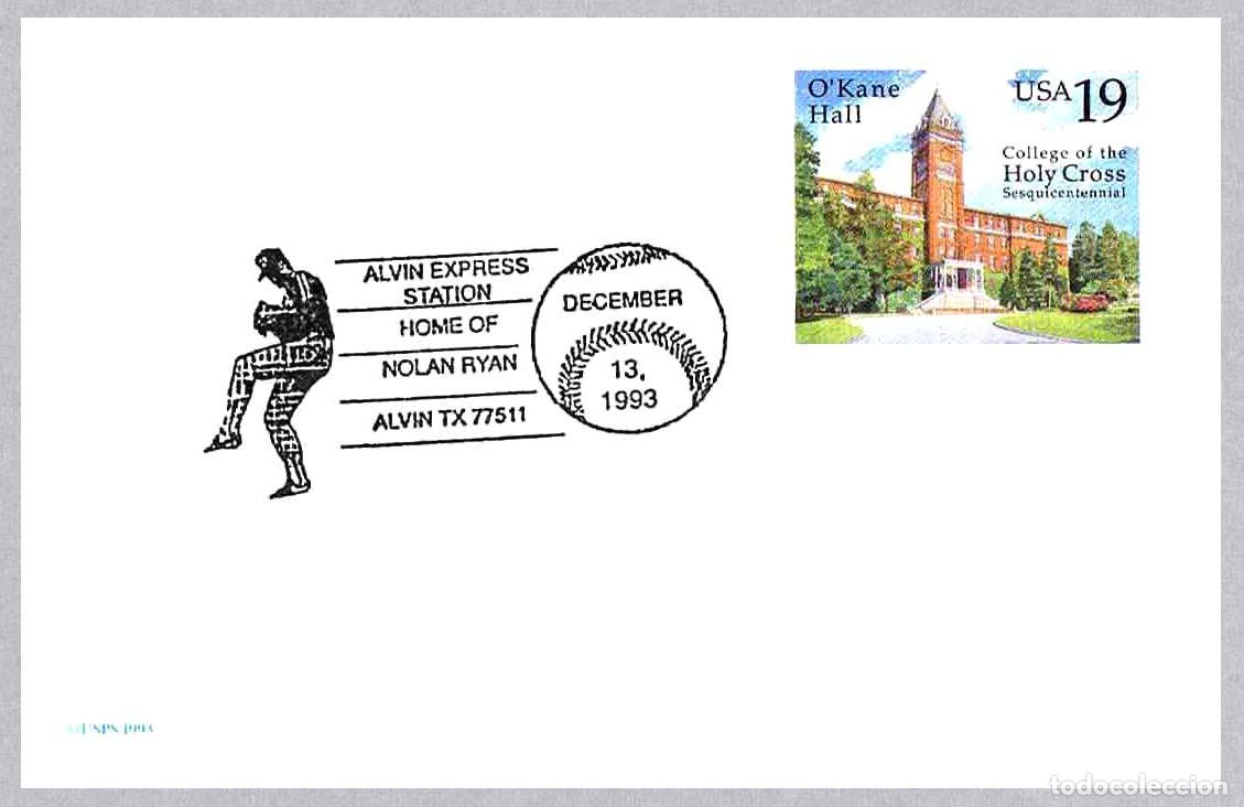 Sellos: Matasellos DEPORTES BEISBOL - HOME OF NOLAN RYAN. Alvin TX, Estados Unidos, 1993