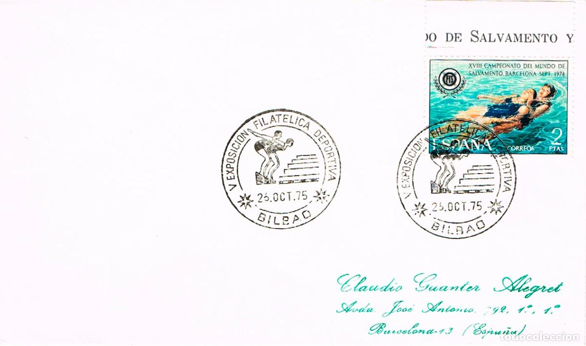 Sellos: A&ntilde;o 1975, BILBA0, NATACION, EXPOSION FILATELICA DEPORTIVA