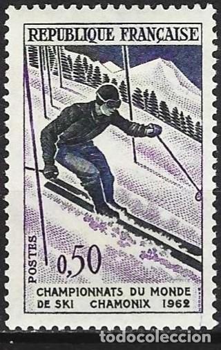 Sellos: Francia 1962 - Mi 1380 - YT 1327 - Campeonatos del Mundo de Esqu&iacute; en Chamonix MH*