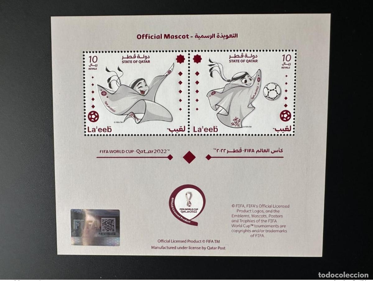 Sellos: Copa Mundial de Block Soccer la FIFA Qatar 2022 F&uacute;tbol Mascot Laeeb