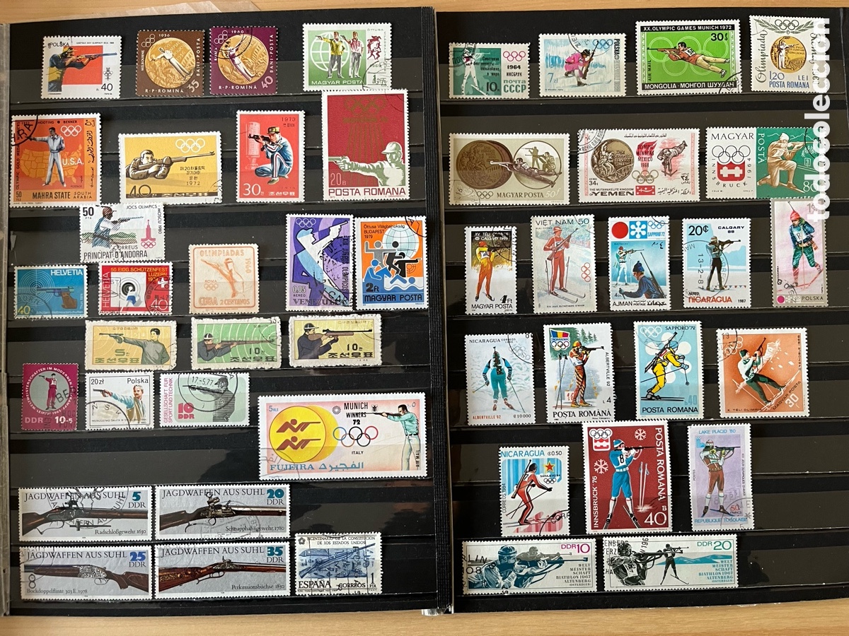 Sellos: TIRO DEPORTIVO Y BIATL&Oacute;N. Colecci&oacute;n de sellos.
