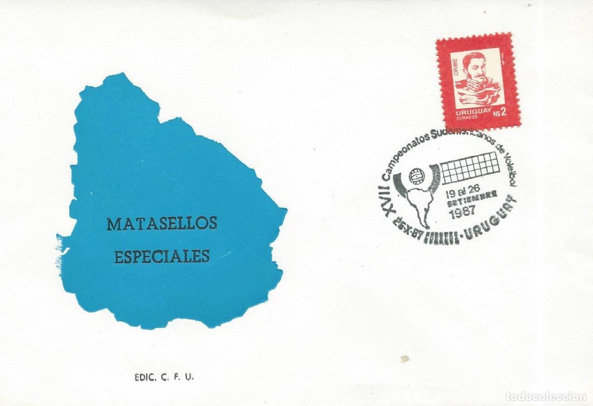 Sellos: 1987. URUGUAY. MATASELLOS/POSTMARK. CAMPEONATOS SUDAMERICANOS VOLEIBOL. VOLLEYBALL. DEPORTES/SPORTS.