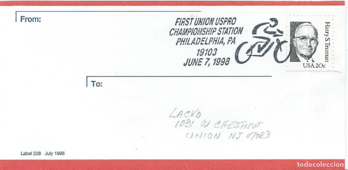 Sellos: 1998. ESTADOS UNIDOS/USA. MATASELLOS/POSTMARK. CICLISMO/CYCLING. DEPORTES/SPORTS.