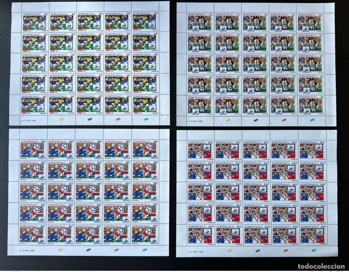 Sellos: Senegal 1998 Mi. 1559 - 1562 Copa Mundial de F&uacute;tbol la FIFA 98 Francia Footix board