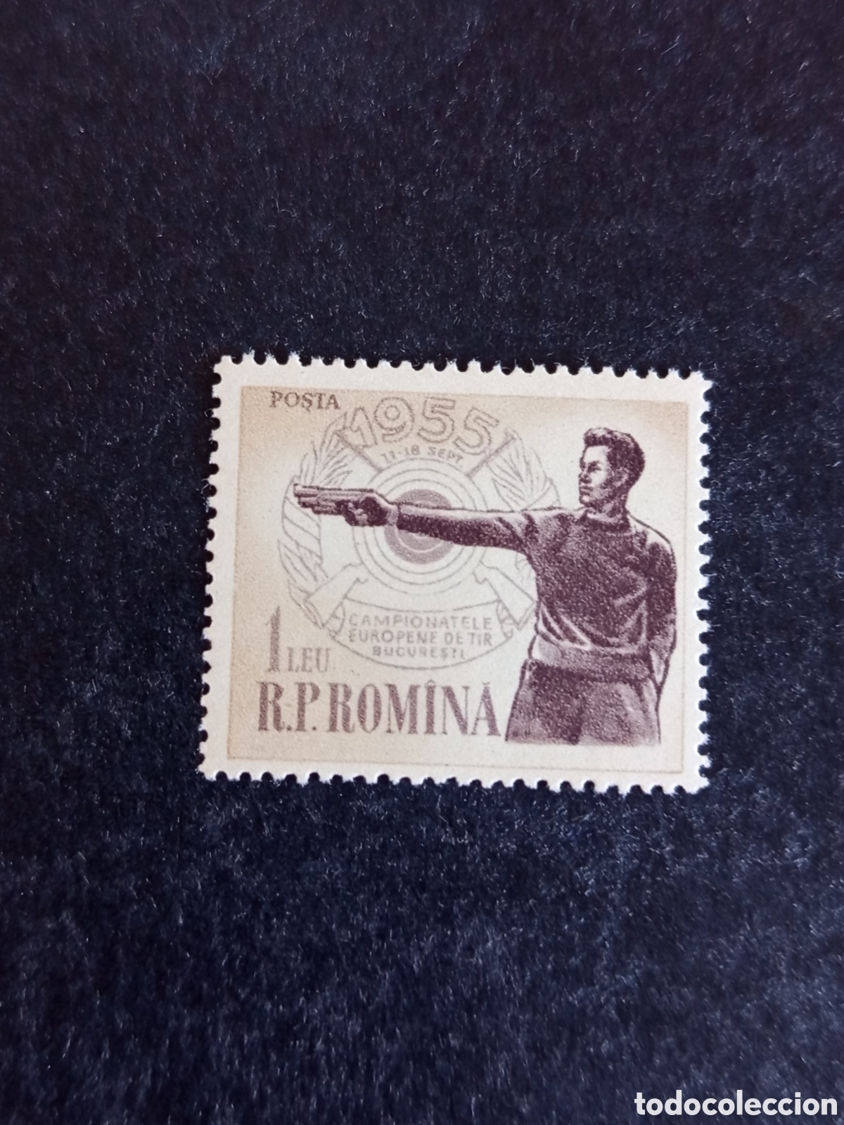 Sellos: Ruman&iacute;a, 1955. Deporte: Tiro. Yv 1410.Serie completa. Pedido m&iacute;nimo 3 &euro;. Ver fotos.