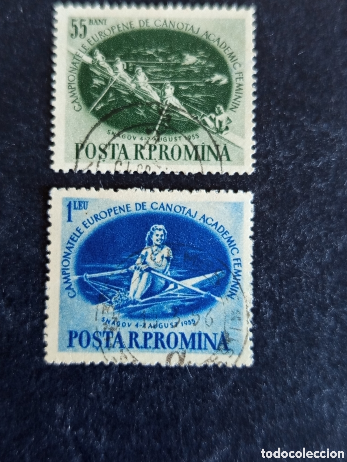 Sellos: Ruman&iacute;a,1955. Deporte : Remo femenino. Yv 1403/4. Serie completa. Pedido m&iacute;nimo 3 &euro;. Ver fotos.