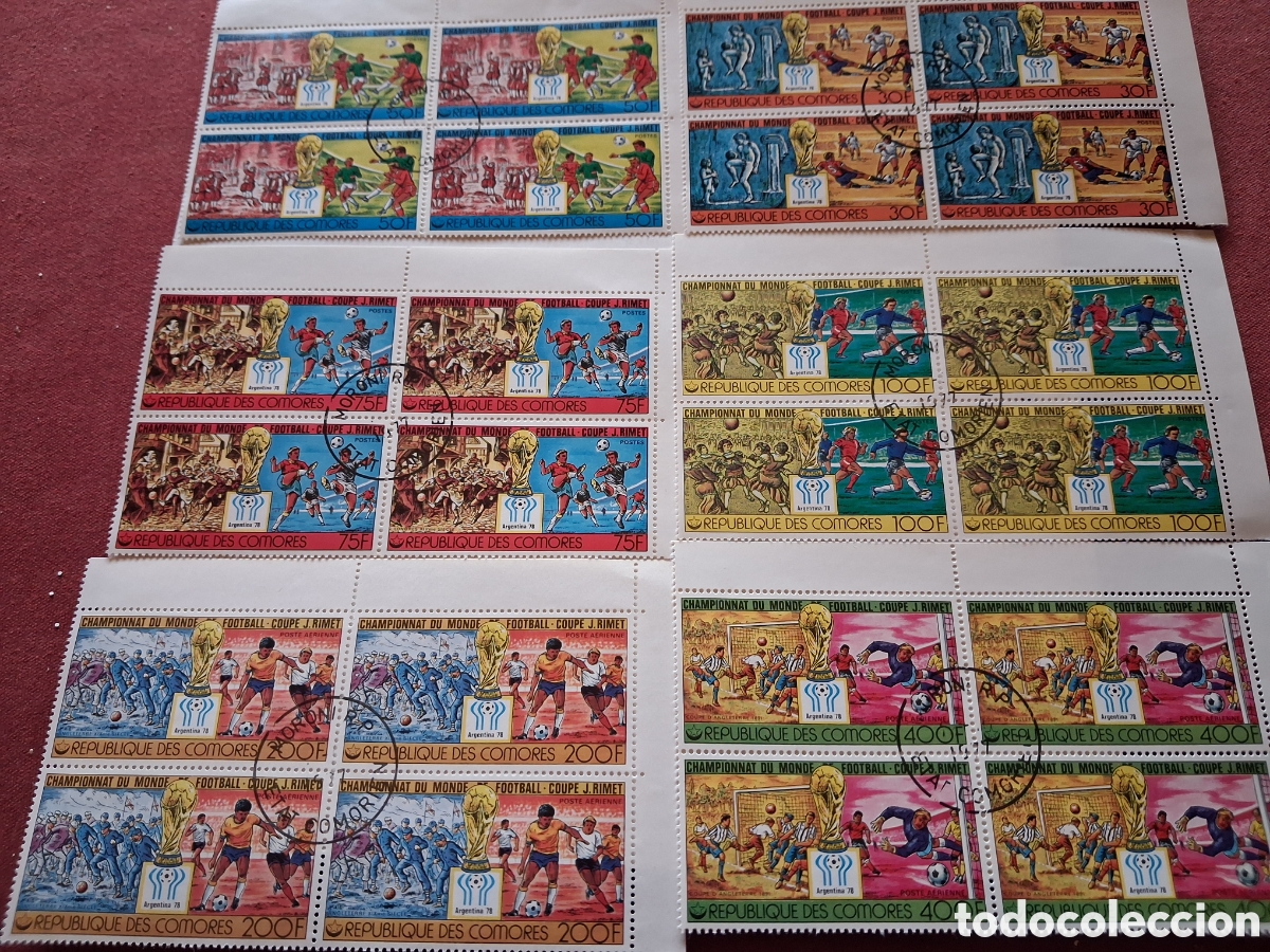 Sellos: Sello Comoras mtdo 1978. Copa mundial f&uacute;tbol. Argentina,78. Deporte. Escenas. Copa. Historia.
