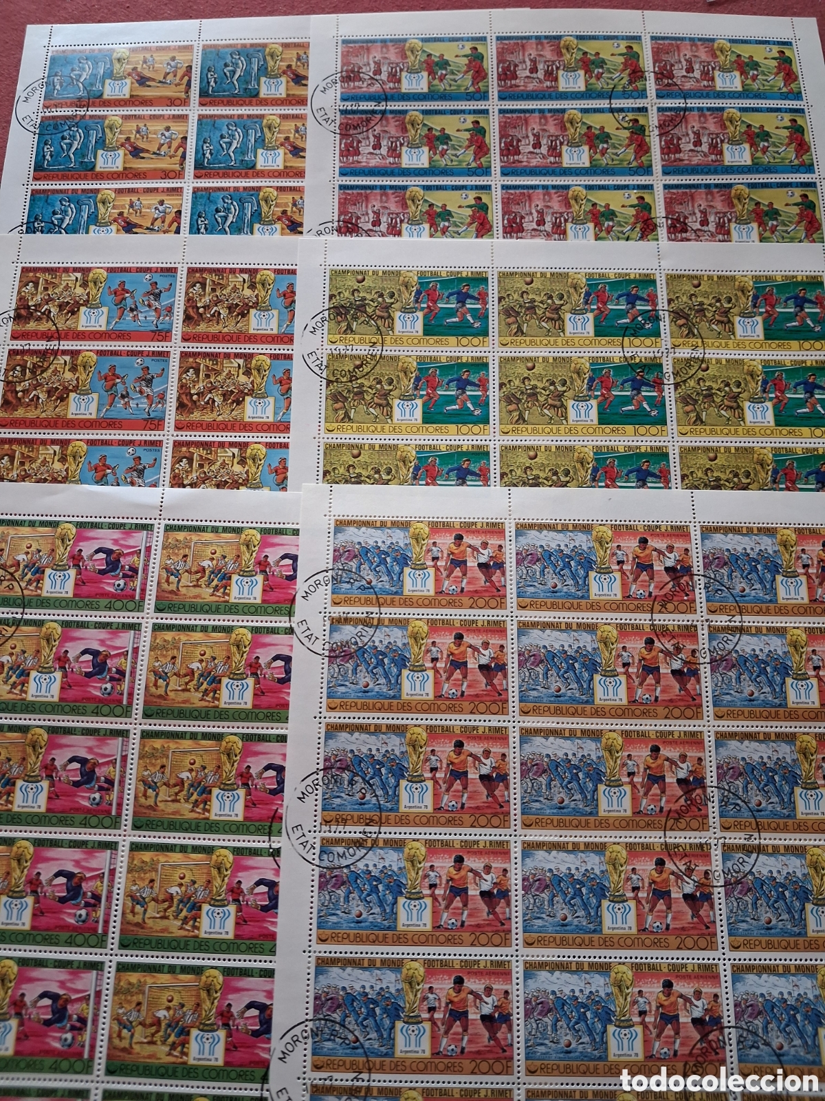 Sellos: Sello Comoras mtdo 1978. Copa mundial f&uacute;tbol. Argentina,78. Deporte. Escenas. Copa. Historia.