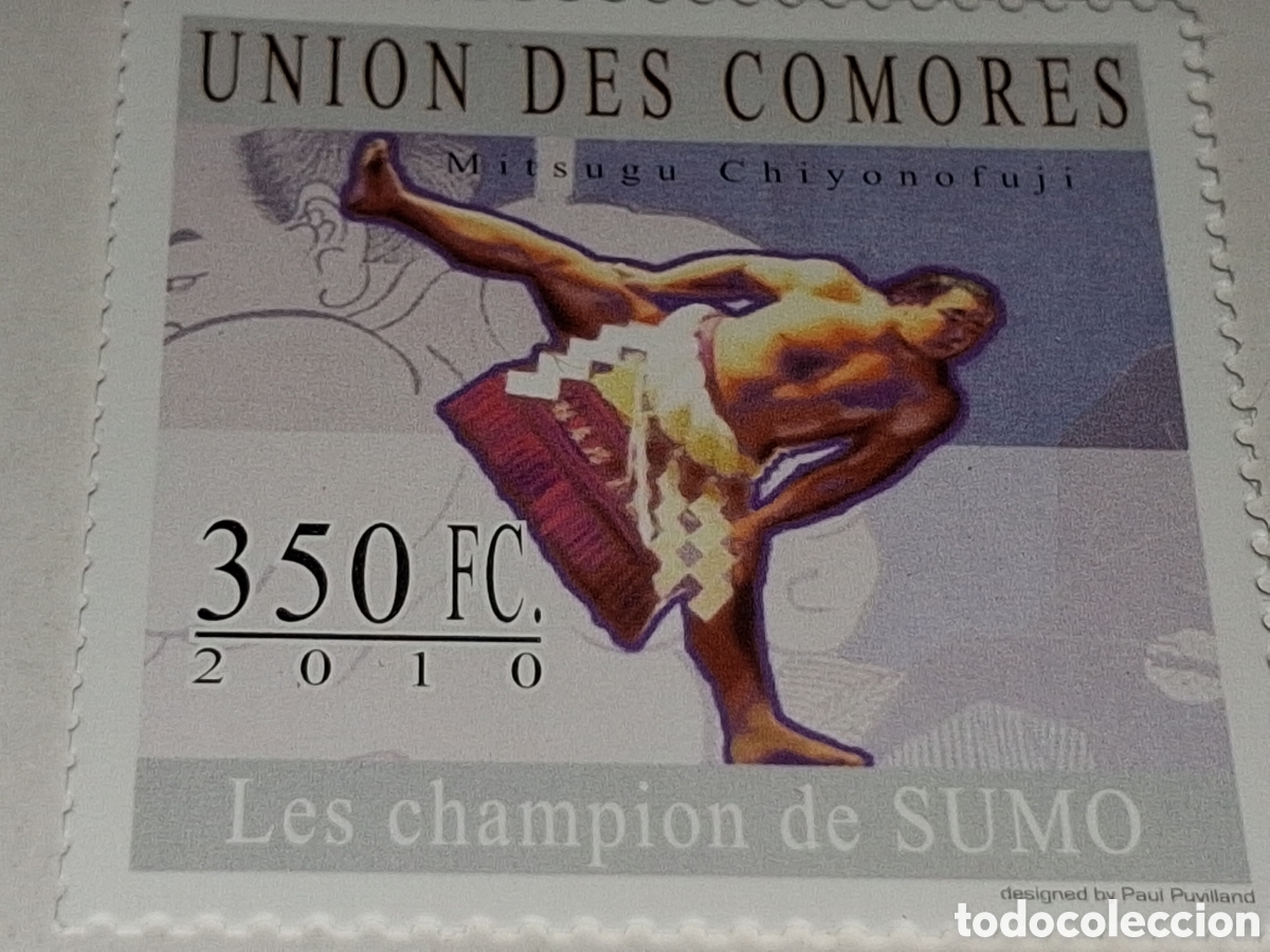 Sellos: Sello Comoras nuevo 2010. Mitsugu Chiyonofugi. Lucha libre. Deporte. Obesidad.