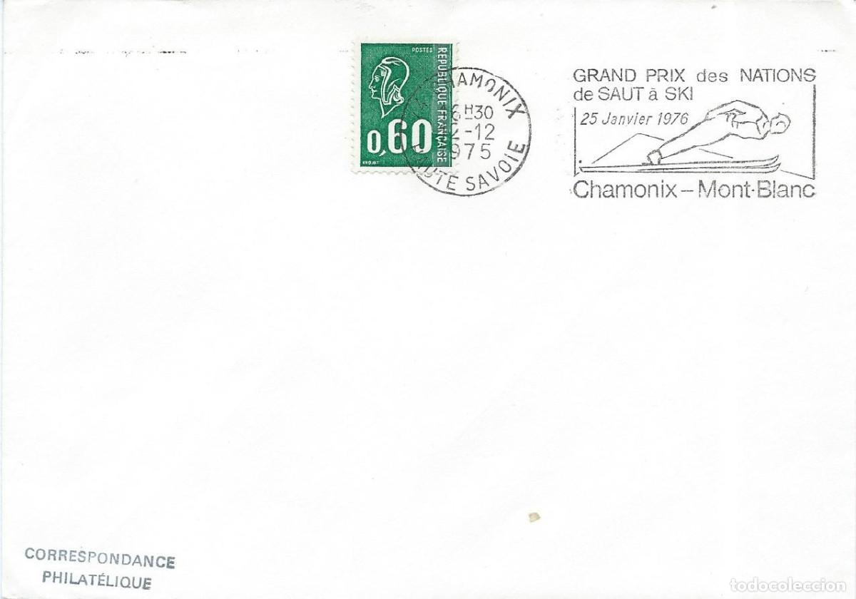 Sellos: 1975. FRANCIA/FRANCE. MATASELLOS/SLOGAN. GRAN PREMIO DE LAS NACIONES SALTOS ESQU&Iacute;. SKIING. DEPORTES.