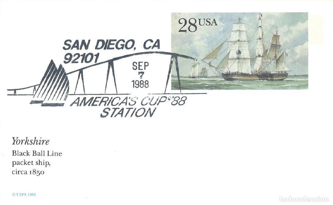 Sellos: 1988. ESTADOS UNIDOS/USA. MATASELLOS. COPA DE AM&Eacute;RICA VELA/AMERICA'S CUP. DEPORTES/SPORTS/SAILING.
