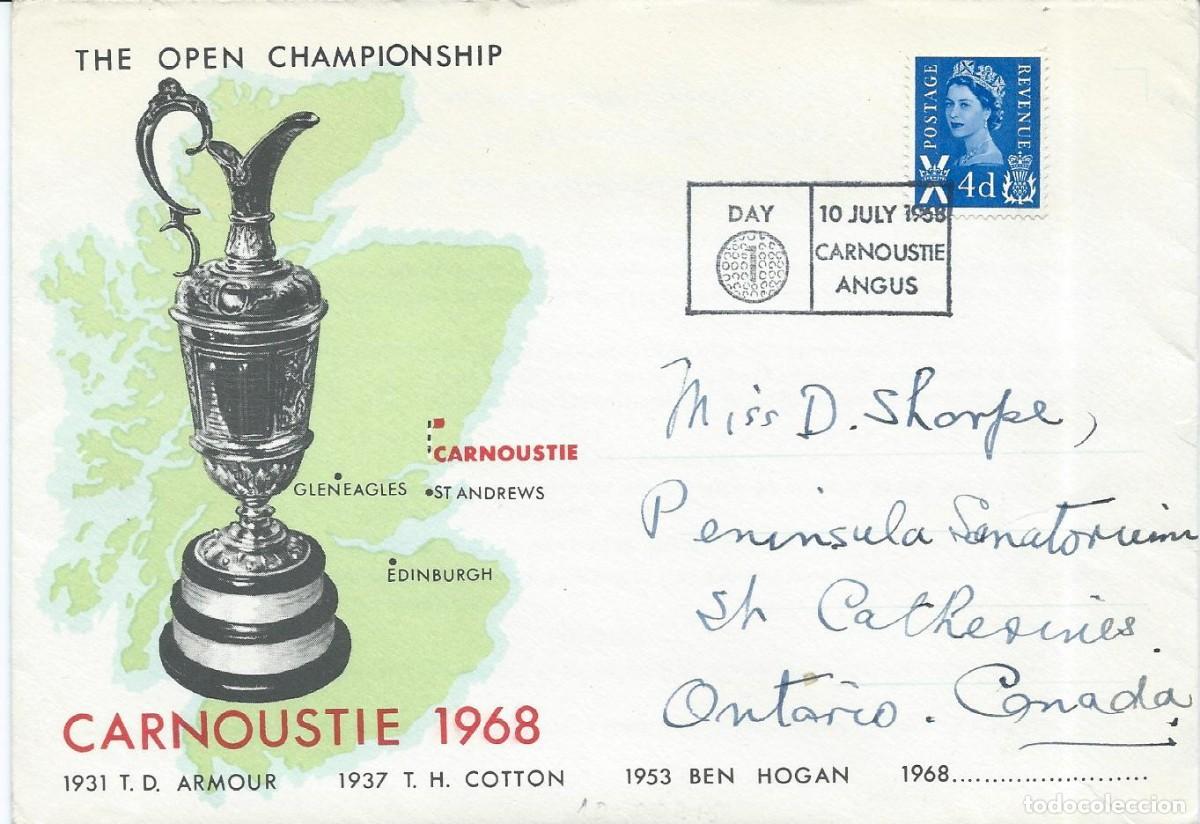 Sellos: 1968. GRAN BRETA&Ntilde;A. MATASELLOS/POSTMARK. CARNOUSTIE - THE OPEN CHAMPIONSHIP. GOLF. DEPORTES/SPORTS.