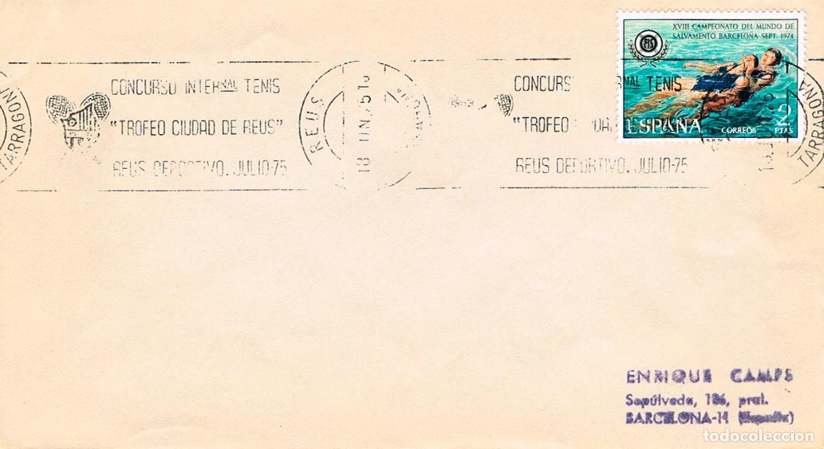 Sellos: A&Ntilde;O 1975, REUS, CONCURSO INTERNACIONAL DE TENIS, TROFEO CIDAD DE REUS, RODILLO