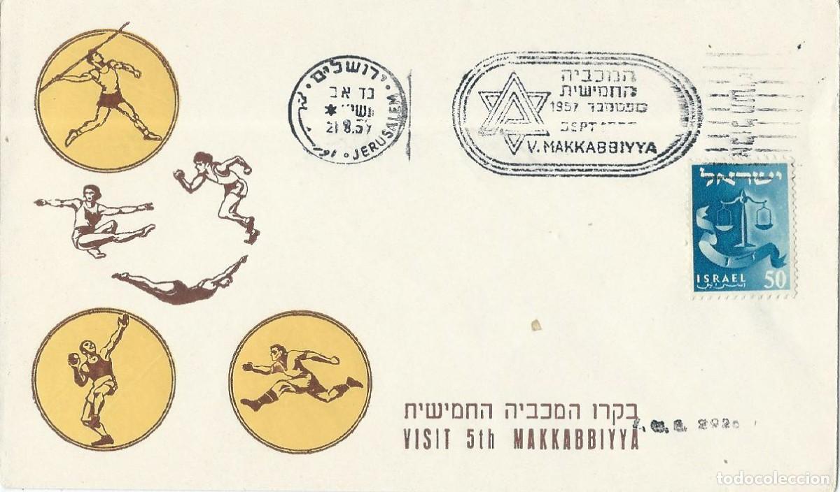 Sellos: 1957. ISRAEL. MATASELLOS/POSTMARK. JUEGOS MACABEOS/MACCABIAH GAMES. DEPORTES/SPORTS.