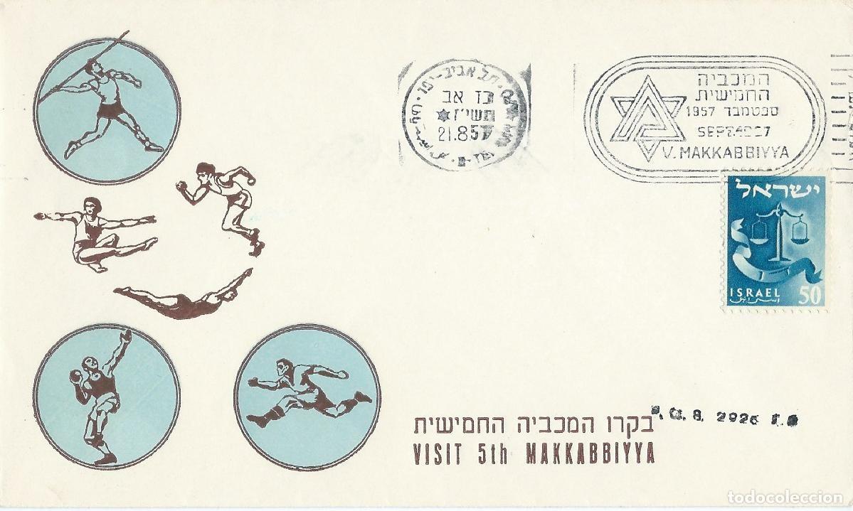 Sellos: 1957. ISRAEL. MATASELLOS/POSTMARK. JUEGOS MACABEOS/MACCABIAH GAMES. DEPORTES/SPORTS.