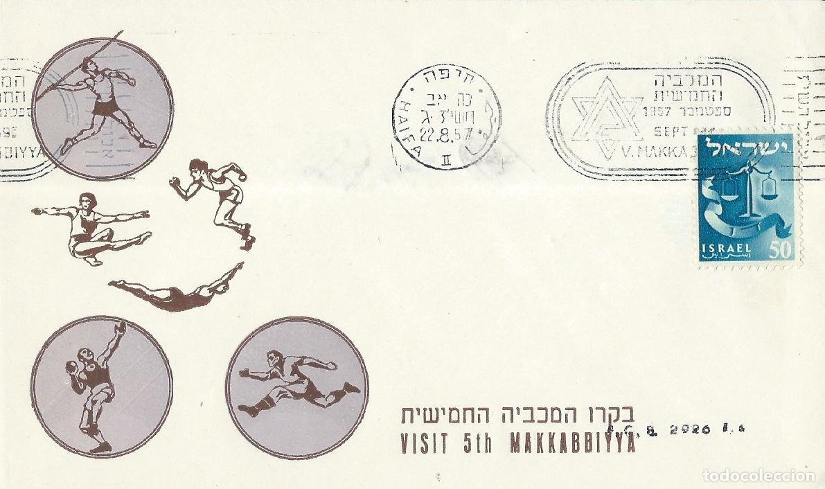 Sellos: 1957. ISRAEL. MATASELLOS/POSTMARK. JUEGOS MACABEOS/MACCABIAH GAMES. DEPORTES/SPORTS.