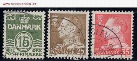 Sellos: Dinamarca 1963. B&aacute;sicos: Valor y Federico IX - Foto 1