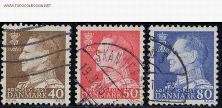 Sellos: Dinmarca 1965. B&aacute;sicos: Federico IX - Foto 1