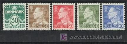 Sellos: Dinamarca 1967. B&aacute;sicos: Rey Federico IX y escudo - Foto 1