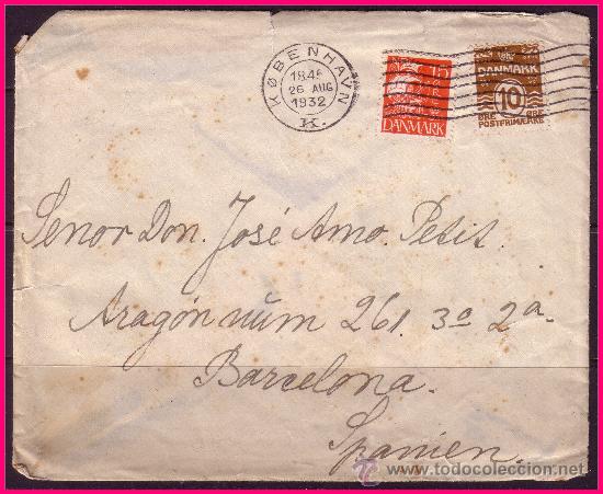 Sellos: Dinamarca 1932 Carta a Barcelona. - Foto 1