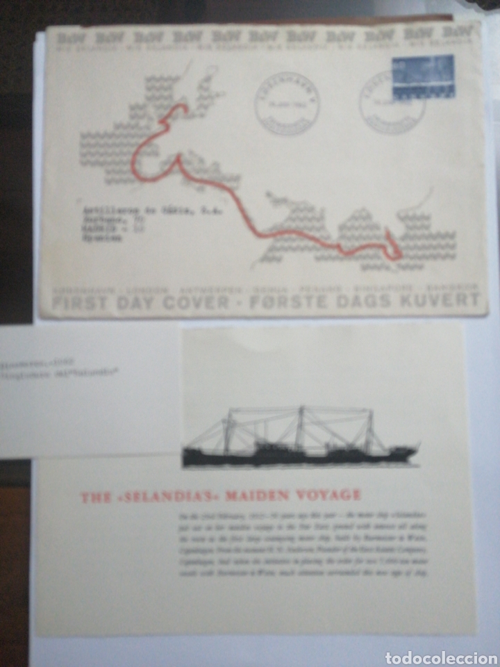 Sellos: Dinamarca, sobre Y tarjeta, 1962. Sibgladura del ”Selandia” - Foto 1 - 230439885