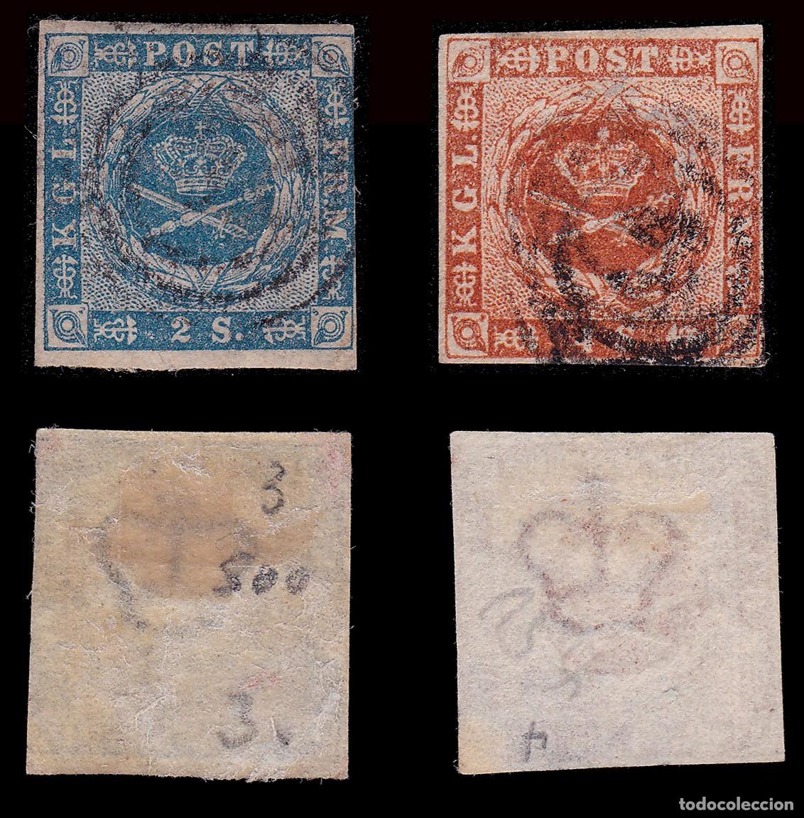Sellos: DENMARK.1854-7.Royal Emblems.SCOTT 3-6.USED. - Foto 2