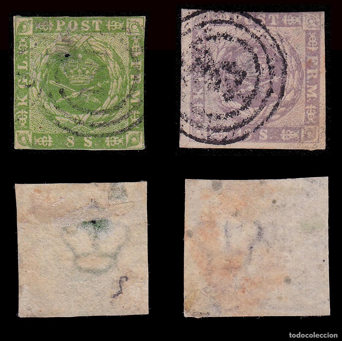 Sellos: DENMARK.1854-7.Royal Emblems.SCOTT 3-6.USED. - Foto 3