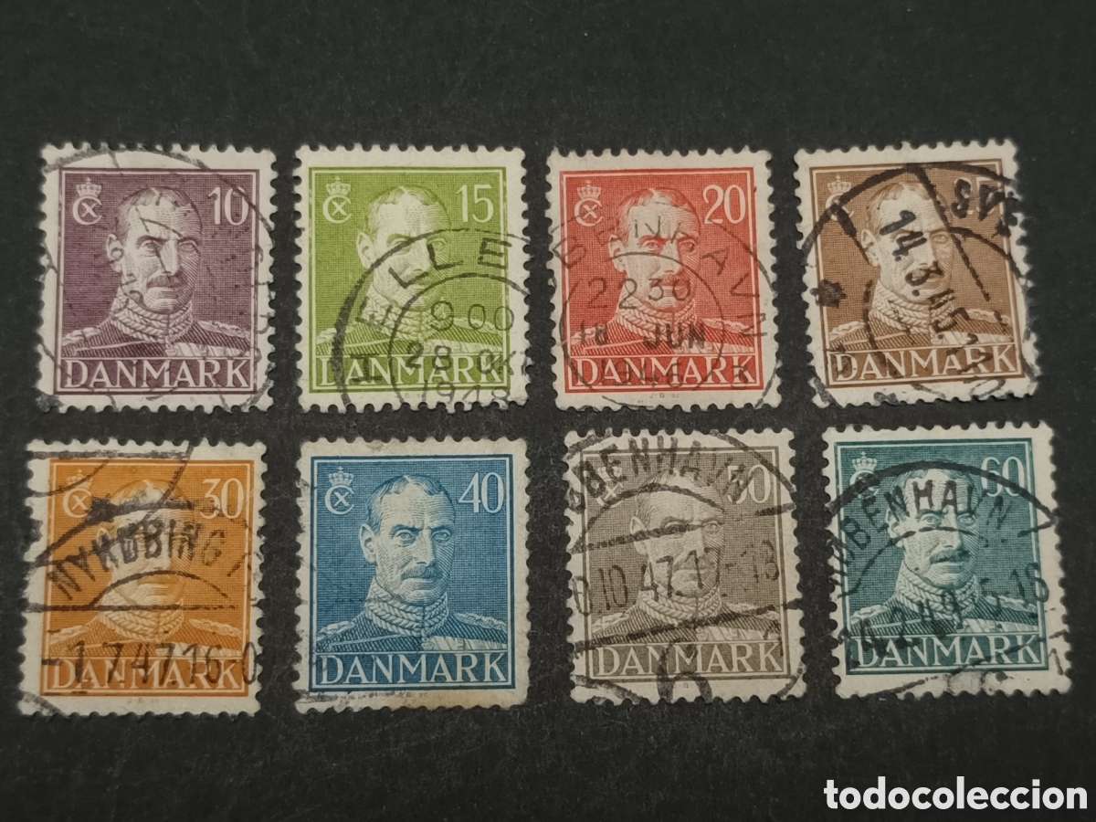 Sellos: DINAMARCA. CRISTIAN X. 8 SELLOS. - Foto 1