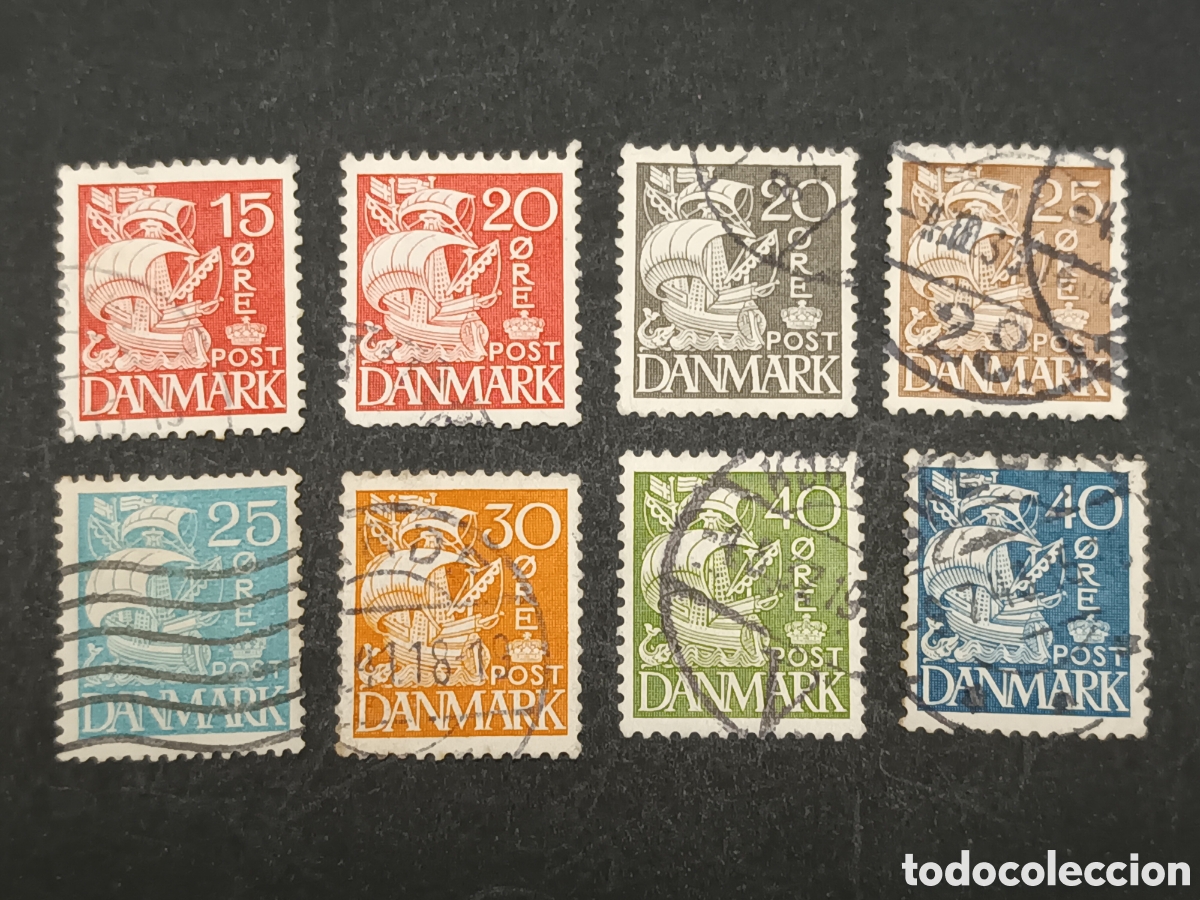 Sellos: DINAMARCA. BARCOS. 8 SELLOS. - Foto 1