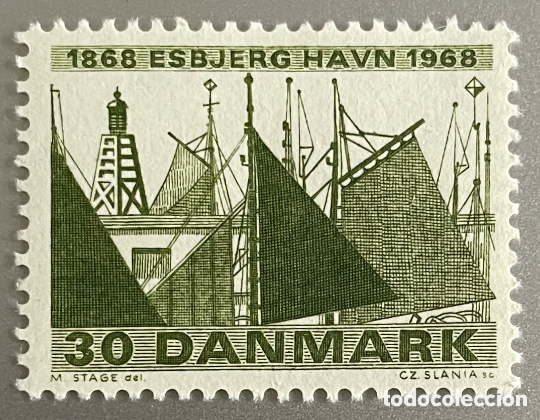 Sellos: Dinamarca. Puerto de Esbjerg. 1968 - Foto 1