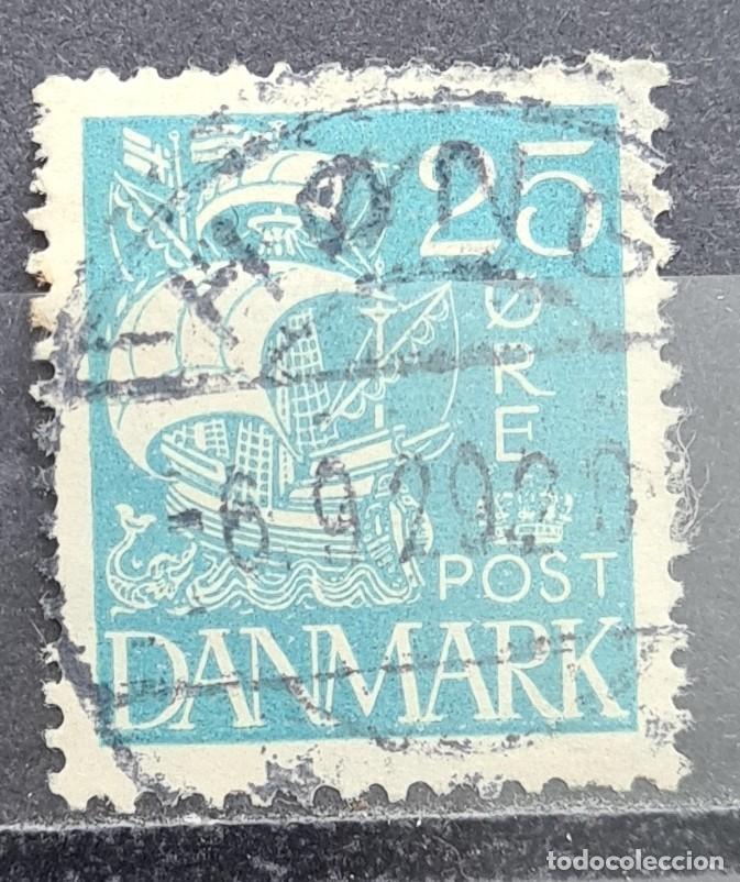 Sellos: Sello usado de Dinamarca 1927-30: vela blanca