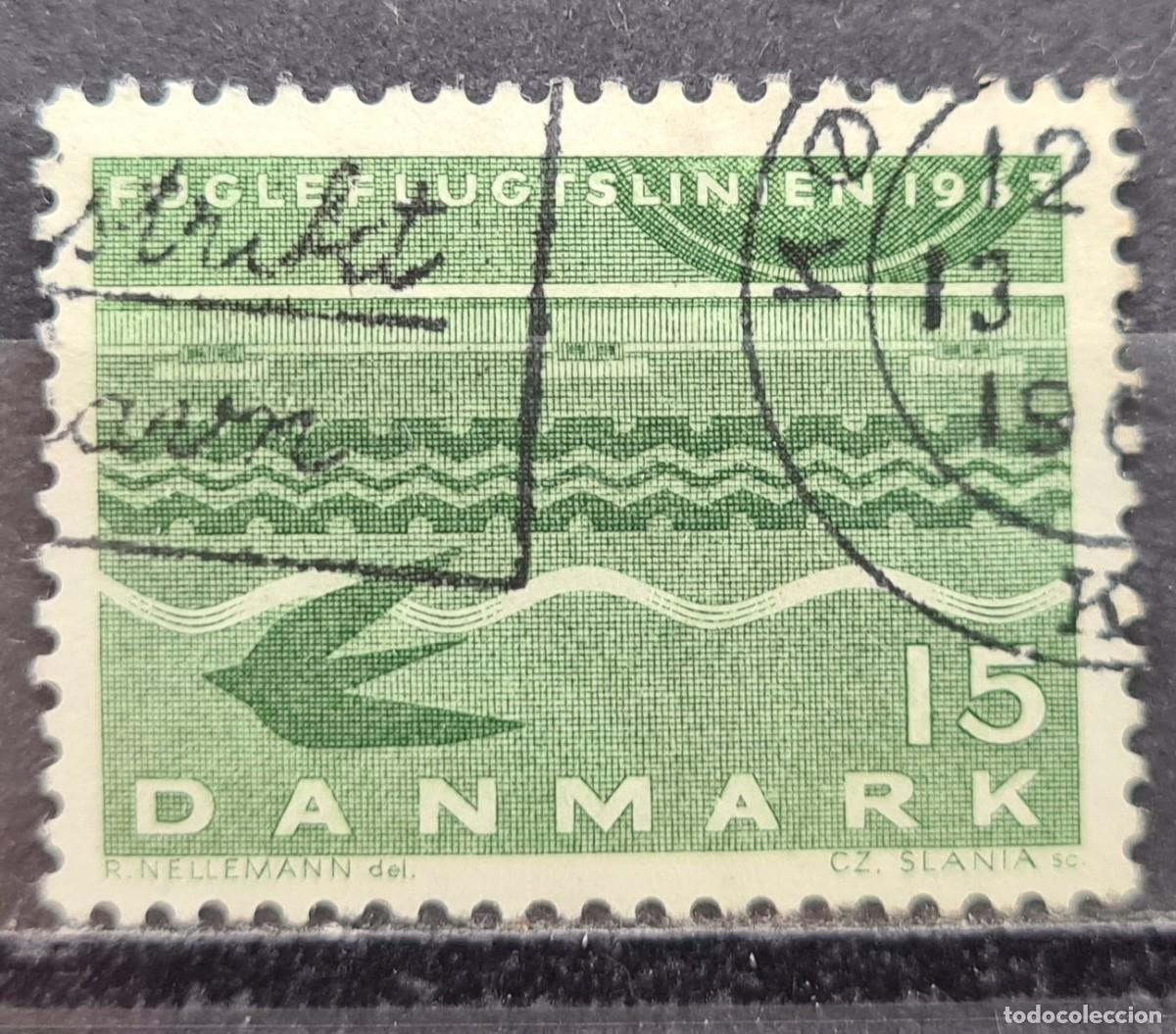 Sellos: Sello usado de Dinamarca 1963: Inauguraci&oacute;n del ferry conectando Dinamarca y Alemania