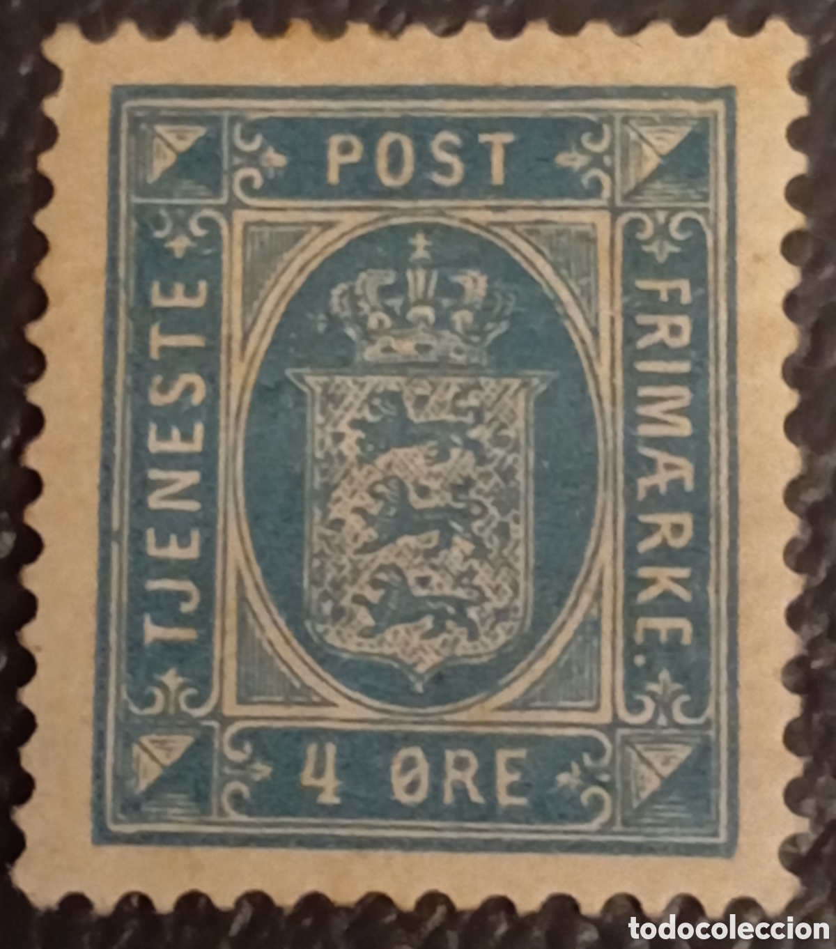 Sellos: Dinamarca 1875 - Sello de Servicio Oficial (Tjeneste) - 4 &oslash;re Azul - Michel N&ordm; 4 MH