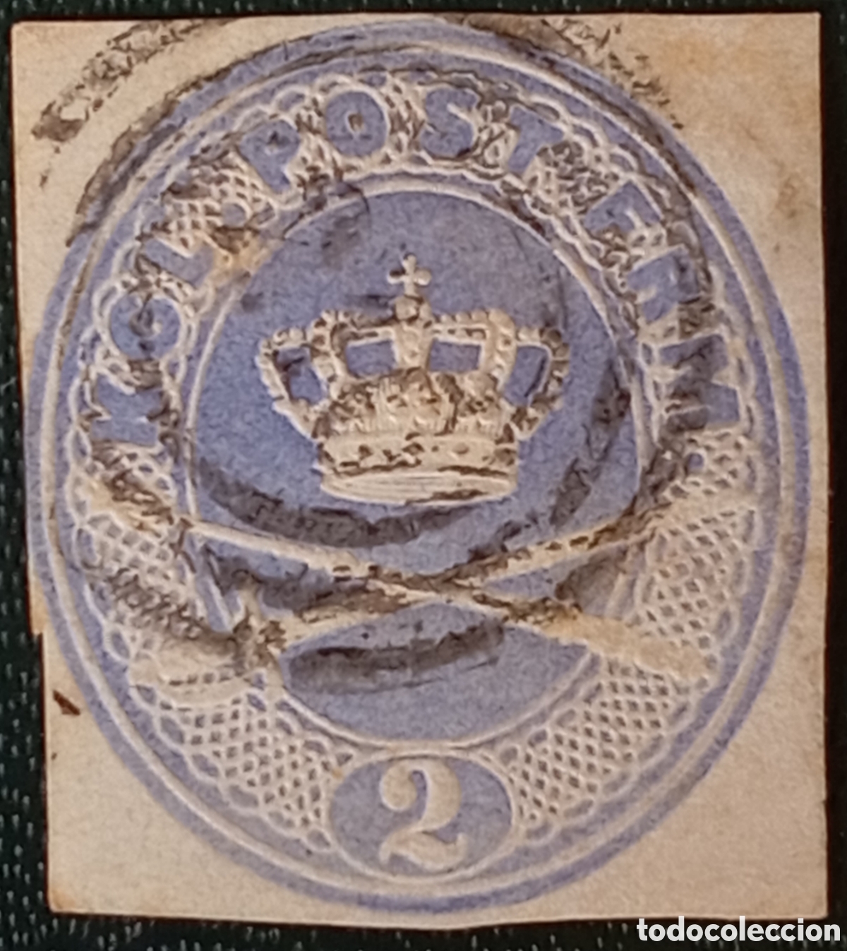 Sellos: Dinamarca 1864 - 2 Sk. Azul - Cat. AFA 11 - Matasellos Numeral 21 (Assens) - Escaso&rdquo;z