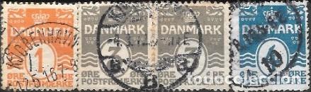 Sellos: DINAMARCA-SELLOS A&Ntilde;OS 1905/1906-SERIE B&Aacute;SICA-USADOS-DENTADO 12&frac34;