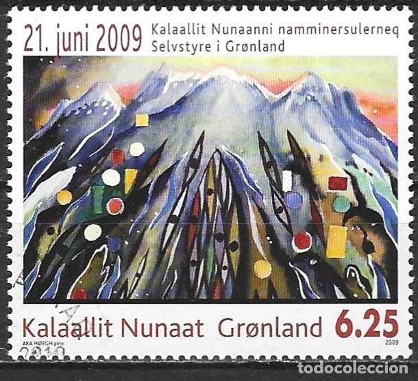 Sellos: Groenlandia 2008 - Mi 540 - YT 519 - Pintura de Aka Hoegh : Monta&ntilde;as