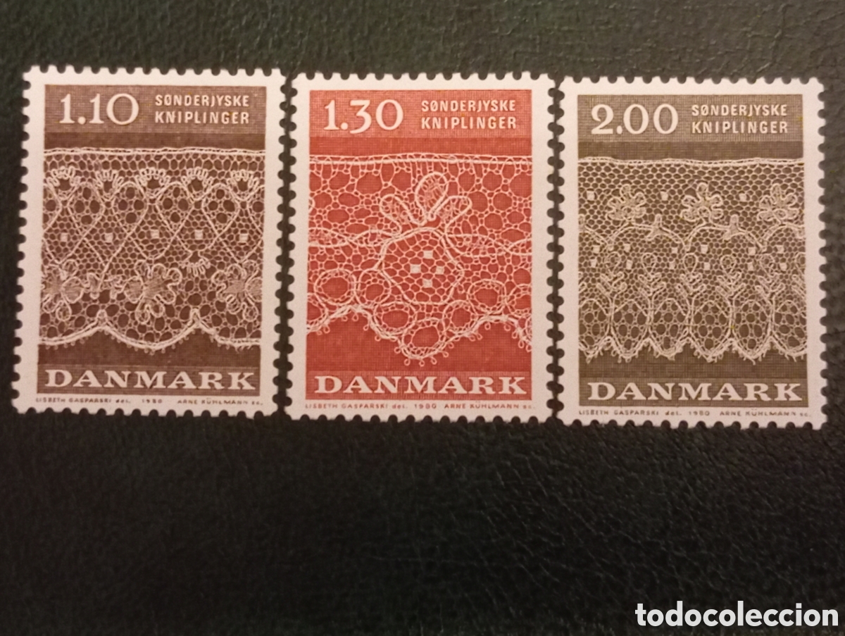 Sellos: Dinamarca 1980 - Serie Completa Encajes (AFA 711-713) MNH
