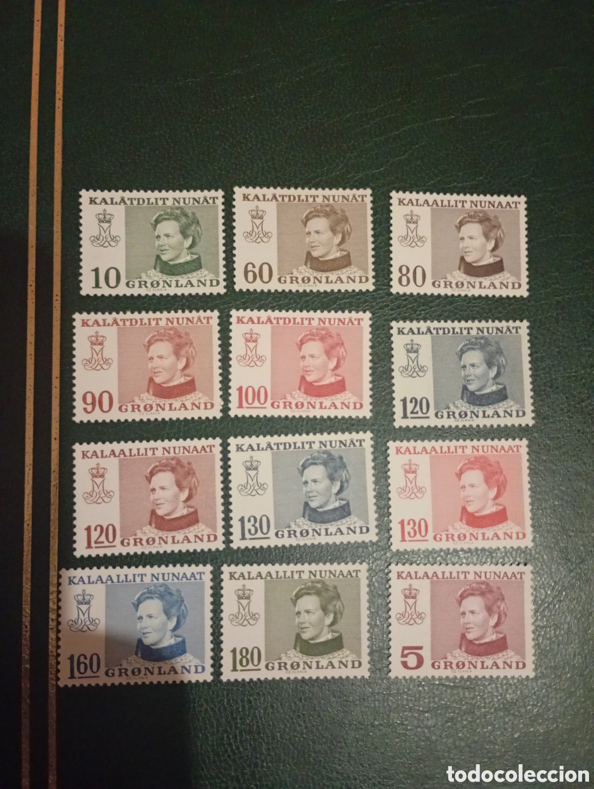 Sellos: Groenlandia 1973 - 1979 Reina Margarita Grabador Slania