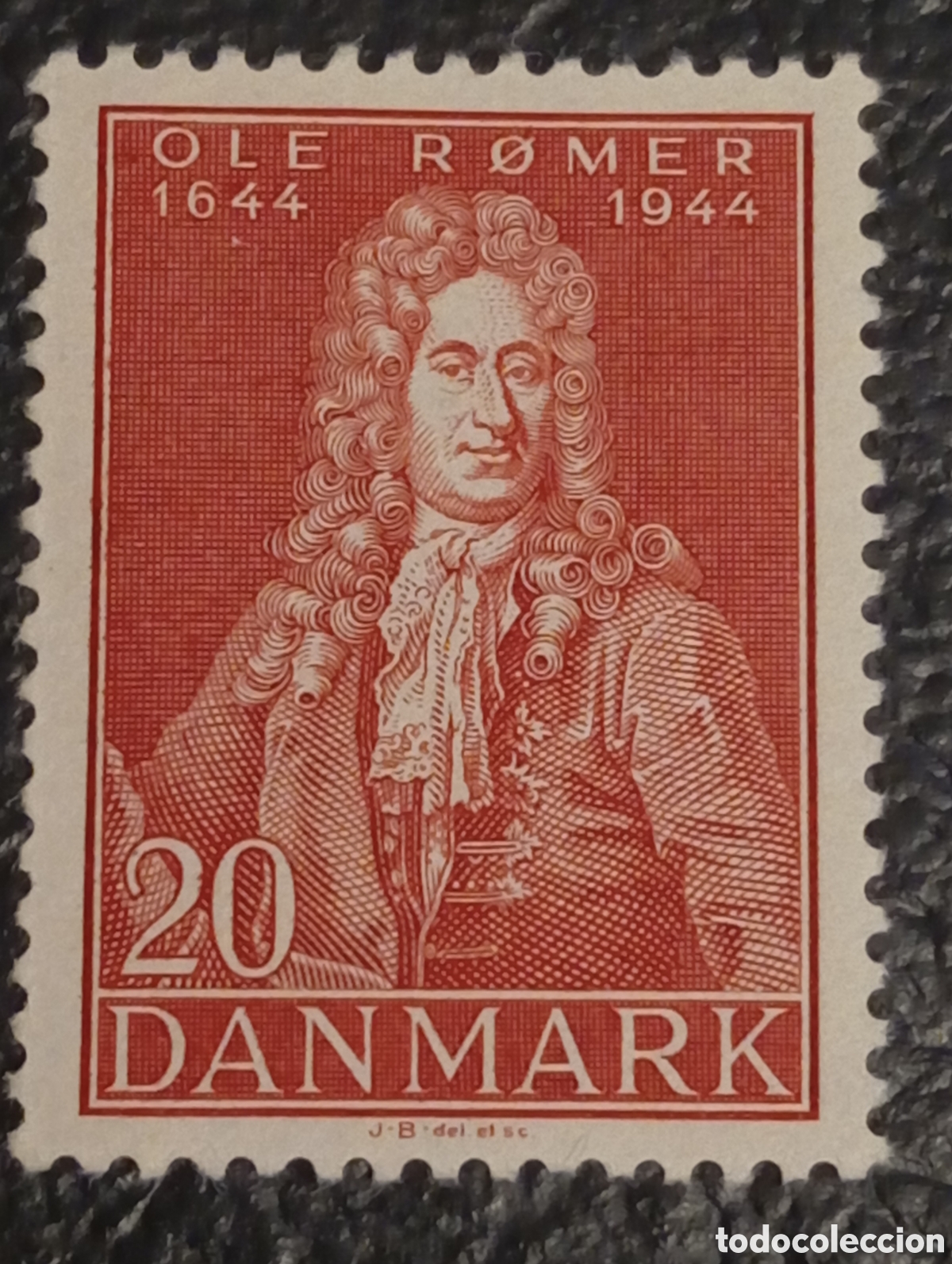 Sellos: Dinamarca 1944 - Ole R&oslash;mer (Tricentenario) - Michel 285 MNH