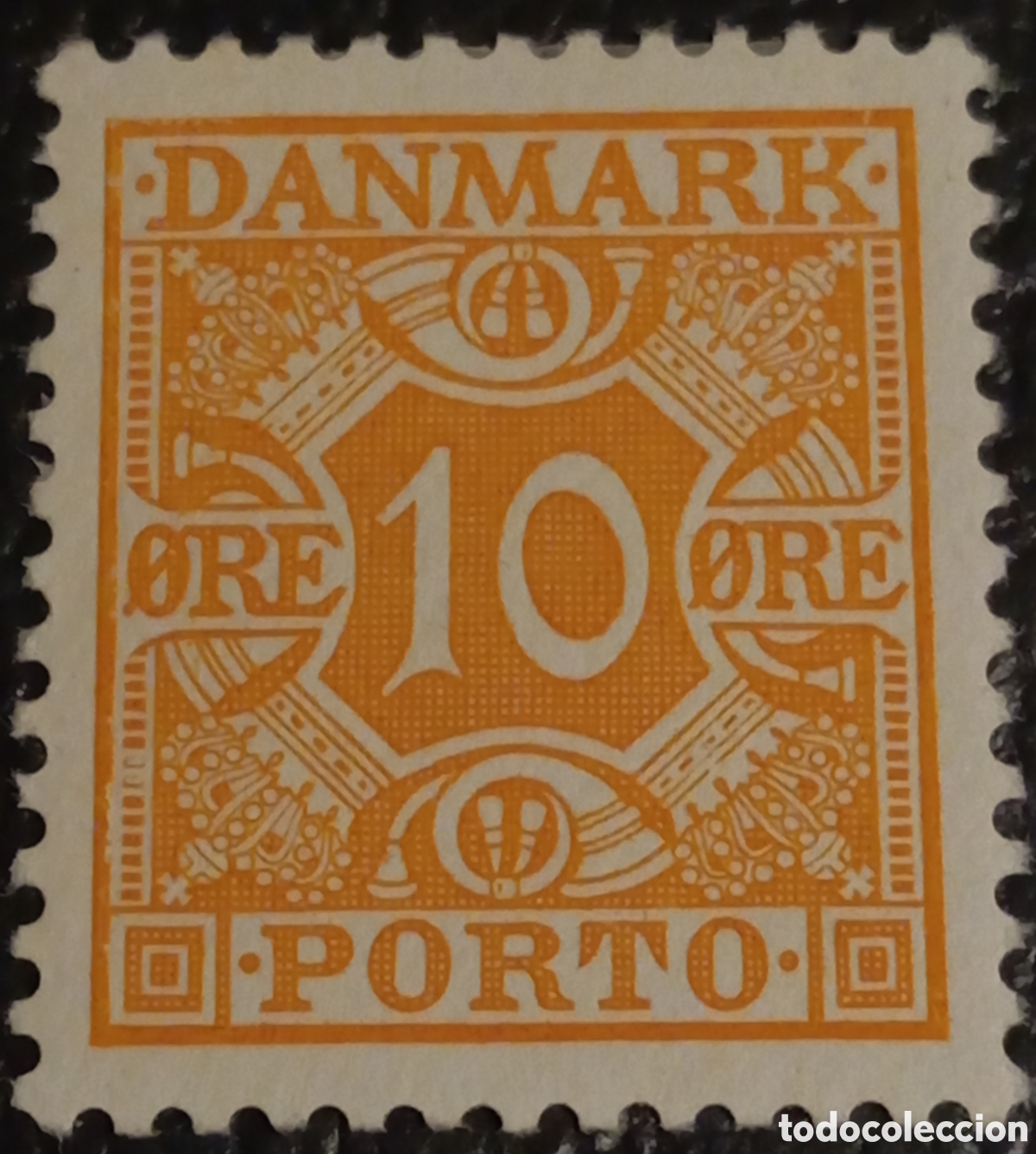 Sellos: Dinamarca 1921 - Sello Tasa PORTO 10 &oslash;re Naranja - Cat. AFA 28 / Scott J8 - MH