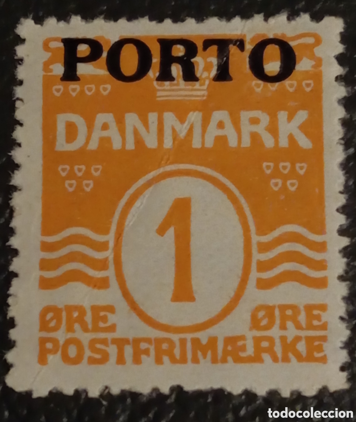 Sellos: Dinamarca 1921/33 - Sello de Tasa 1 &oslash;re Naranja SOBREIMPRESO - Michel P25 MH