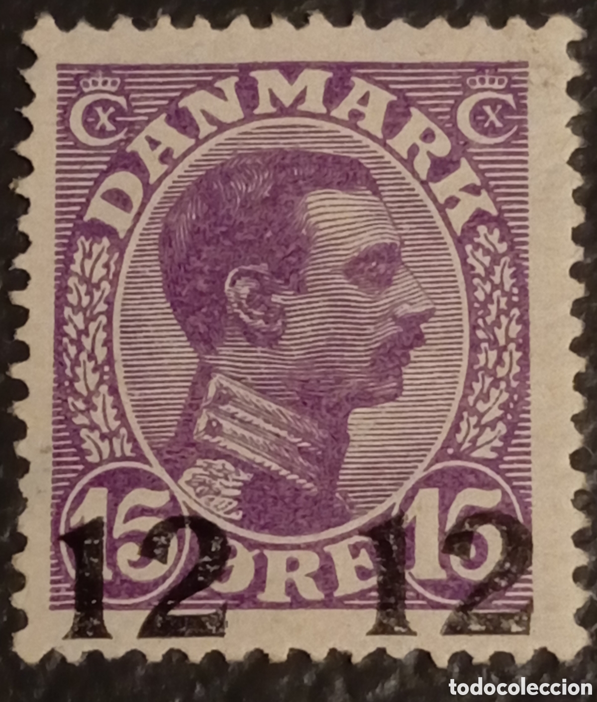 Sellos: Dinamarca 1926 - Rey Christian X Sobrecargado 12/15 &oslash;re Violeta - Mi: 184 MH