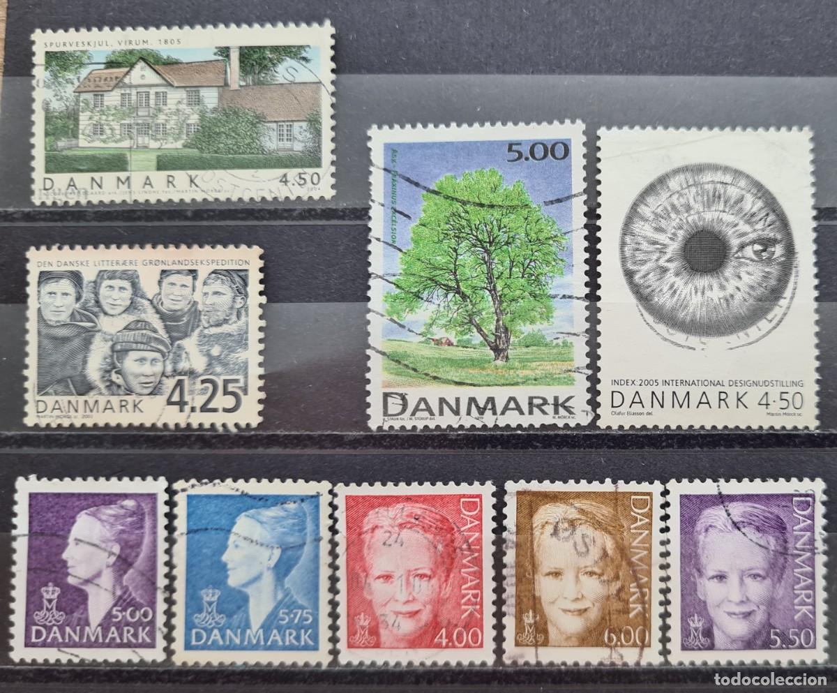Briefmarken: Lote de nueve sellos usados de Dinamarca