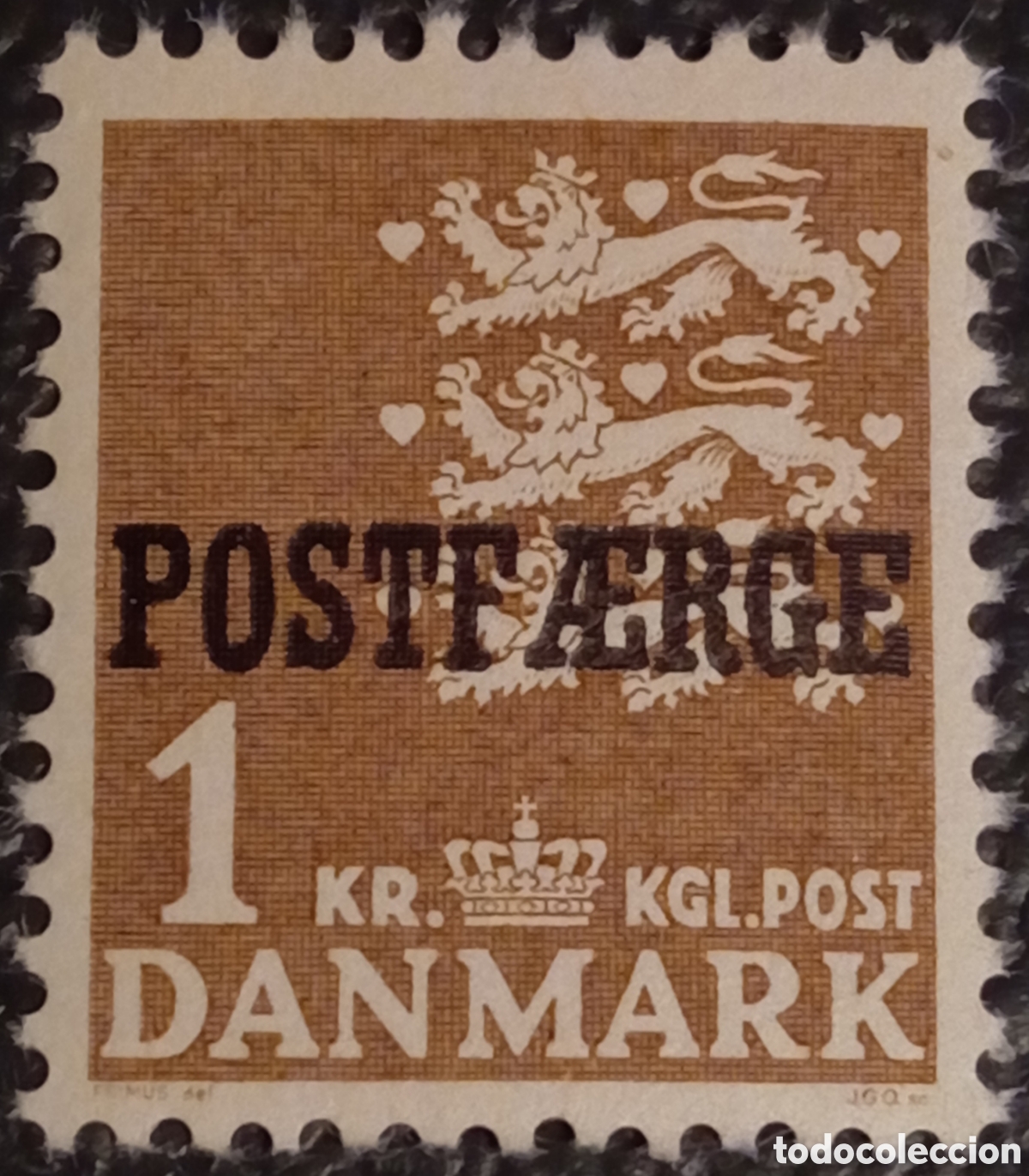 Sellos: Sello Dinamarca 1951 - Postf&aelig;rge (Ferry) 1 Corona Marr&oacute;n - Cat. Michel PF 10 ** MNH