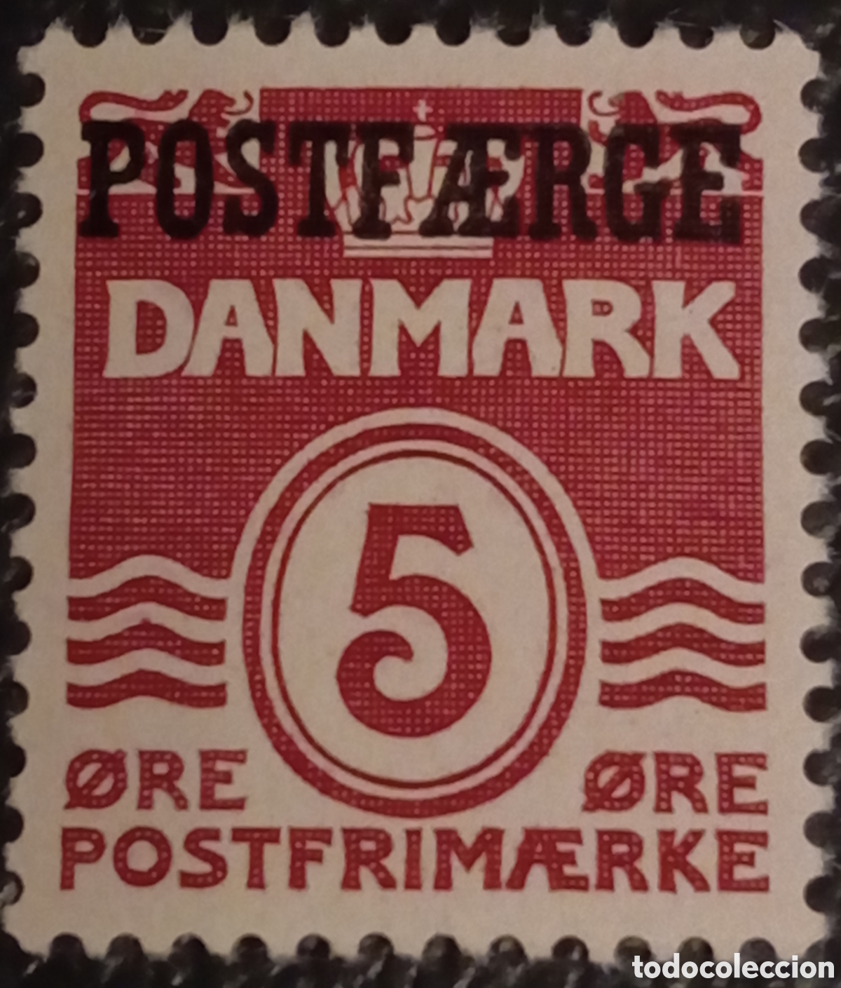 Sellos: Dinamarca 1930 - Sello Ferry Correo Postf&aelig;rge 5 &oslash;re Marr&oacute;n - Michel PF9 (Mi #PF9) MNH**